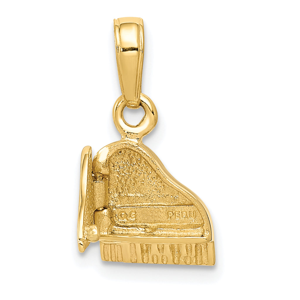 10K None 3-D Lid Opens Grand Piano Pendant - view 3