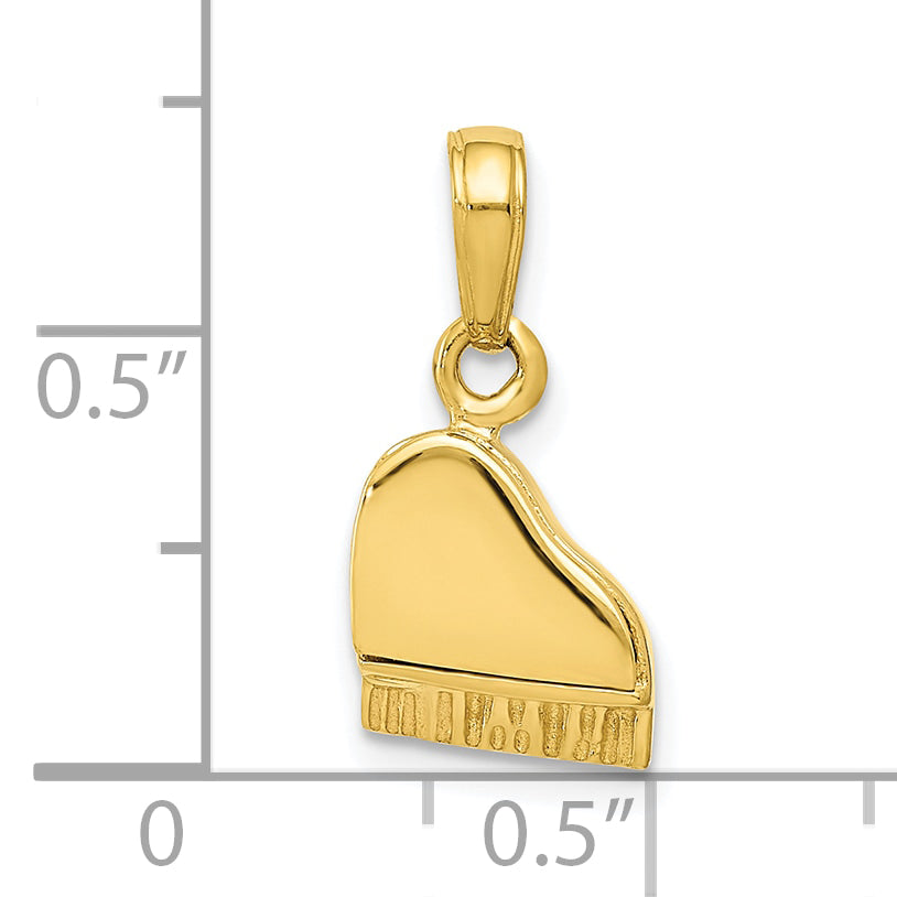 10K None 3-D Lid Opens Grand Piano Pendant - view 4