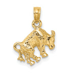 10K 3-D Taurus Zodiac Pendant