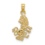 10K 3-D Leo Zodiac Pendant