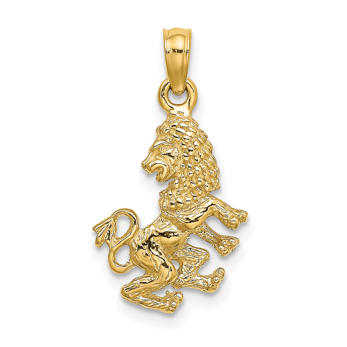 10K 3-D Leo Zodiac Pendant