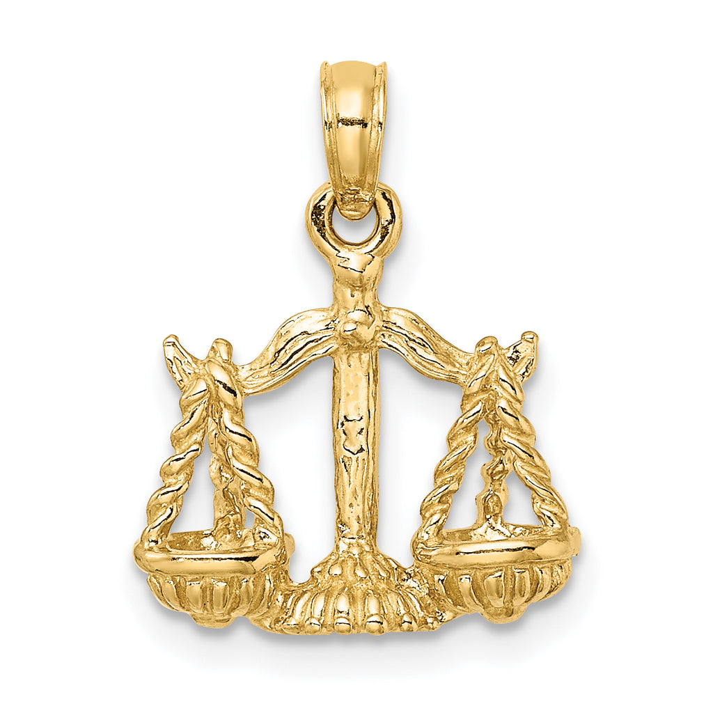 10K 3-D Libra Zodiac Pendant