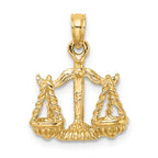 10K 3-D Libra Zodiac Pendant