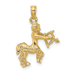 10K 3-D Sagittarius Zodiac Pendant