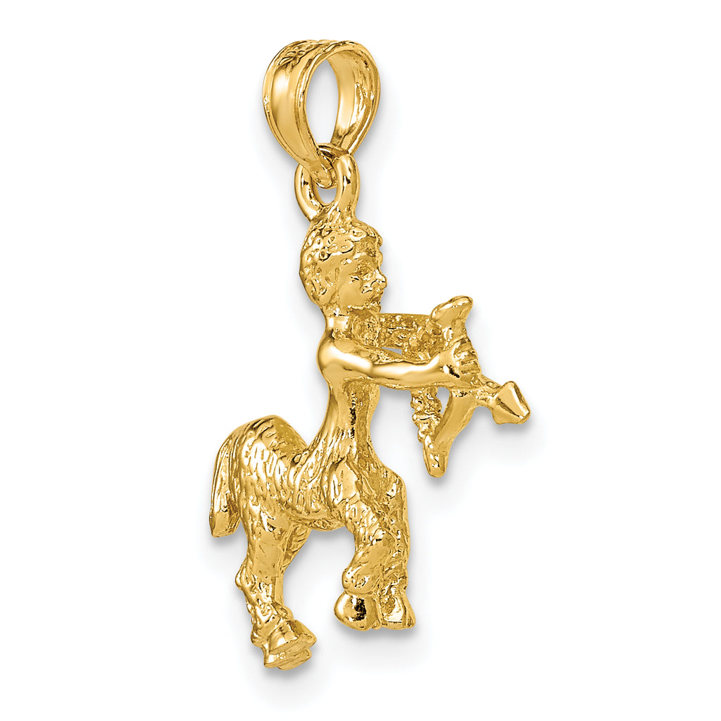 10K 3-D Sagittarius Zodiac Pendant
