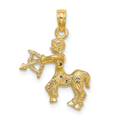 10K 3-D Sagittarius Zodiac Pendant