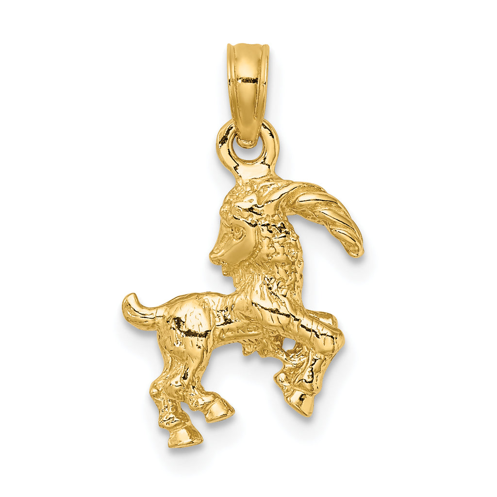 10K 3-D Capricorn Zodiac Pendant