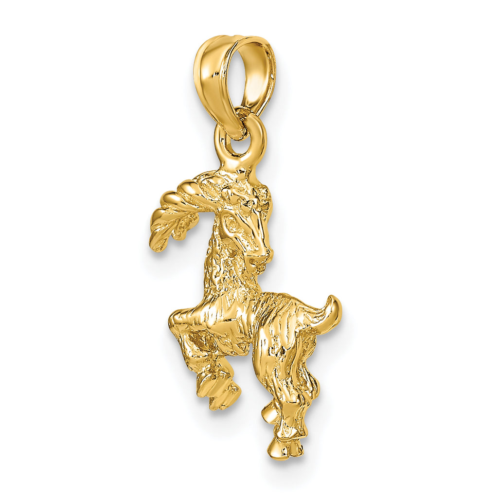 10K 3-D Capricorn Zodiac Pendant