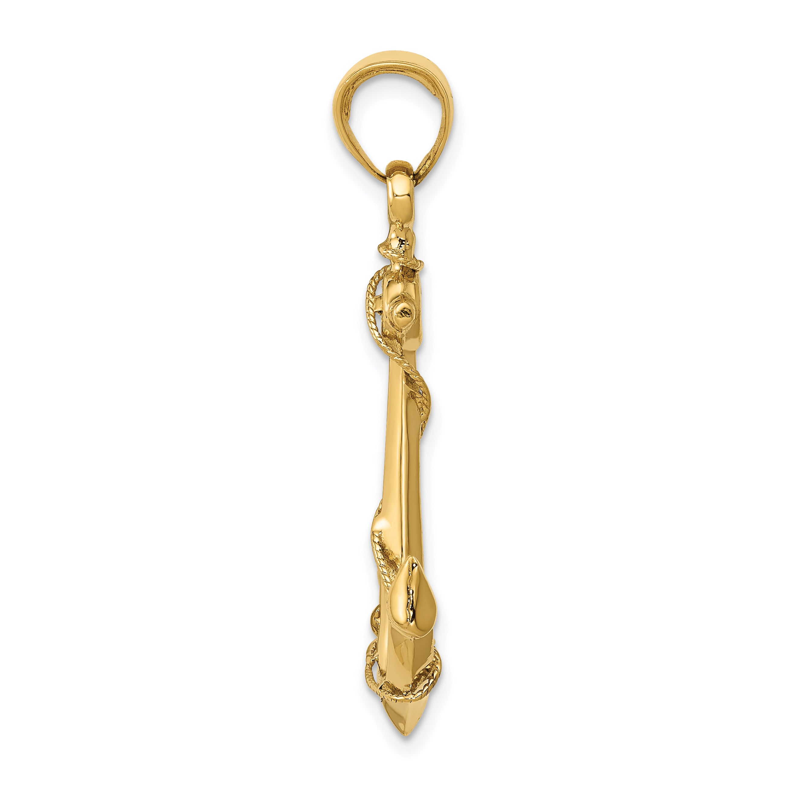 10K None 3-D Anchor with Rope Pendant - view 2