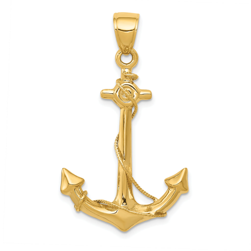 10K None 3-D Anchor with Rope Pendant - view 3