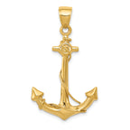 10K None 3-D Anchor with Rope Pendant - view 3