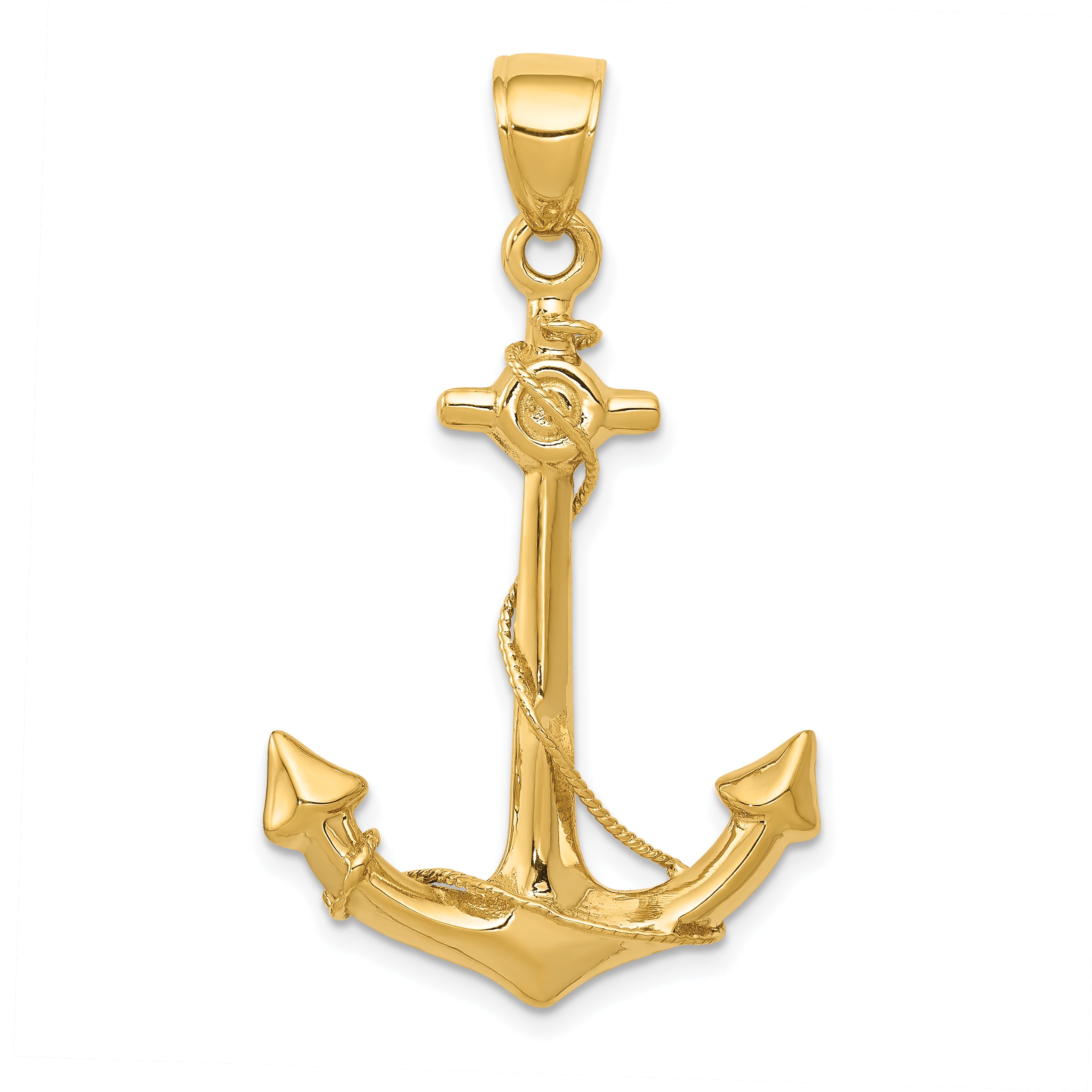 10K None 3-D Anchor with Rope Pendant - view 3