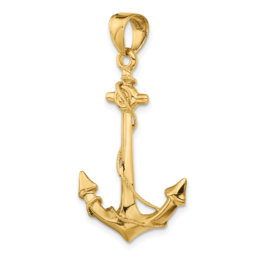 10K None 3-D Anchor with Rope Pendant - view 5