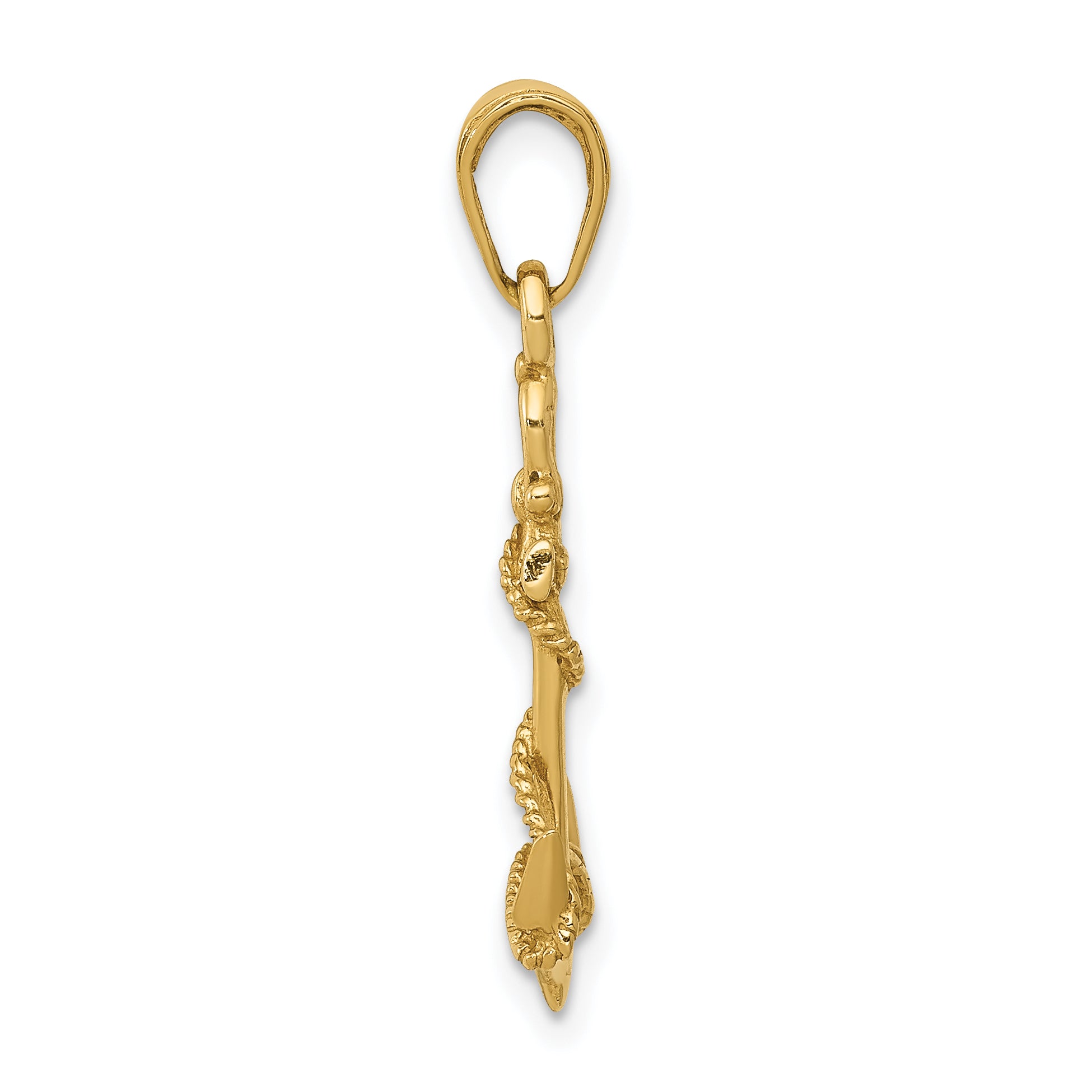 10K 3-D Anchor w/Shackle and Entwined Rope Pendant Secondary image