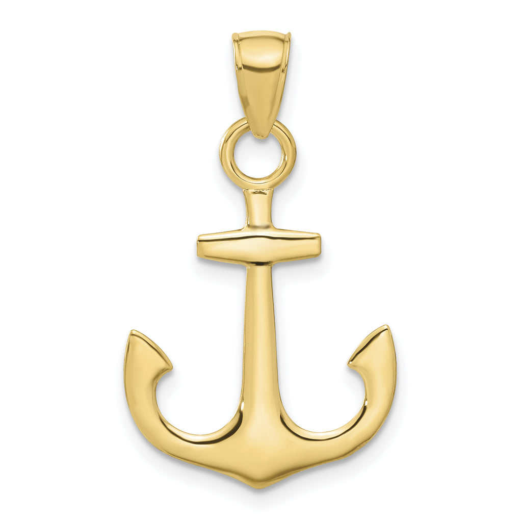 10K None 3-D Anchor Pendant - view 3