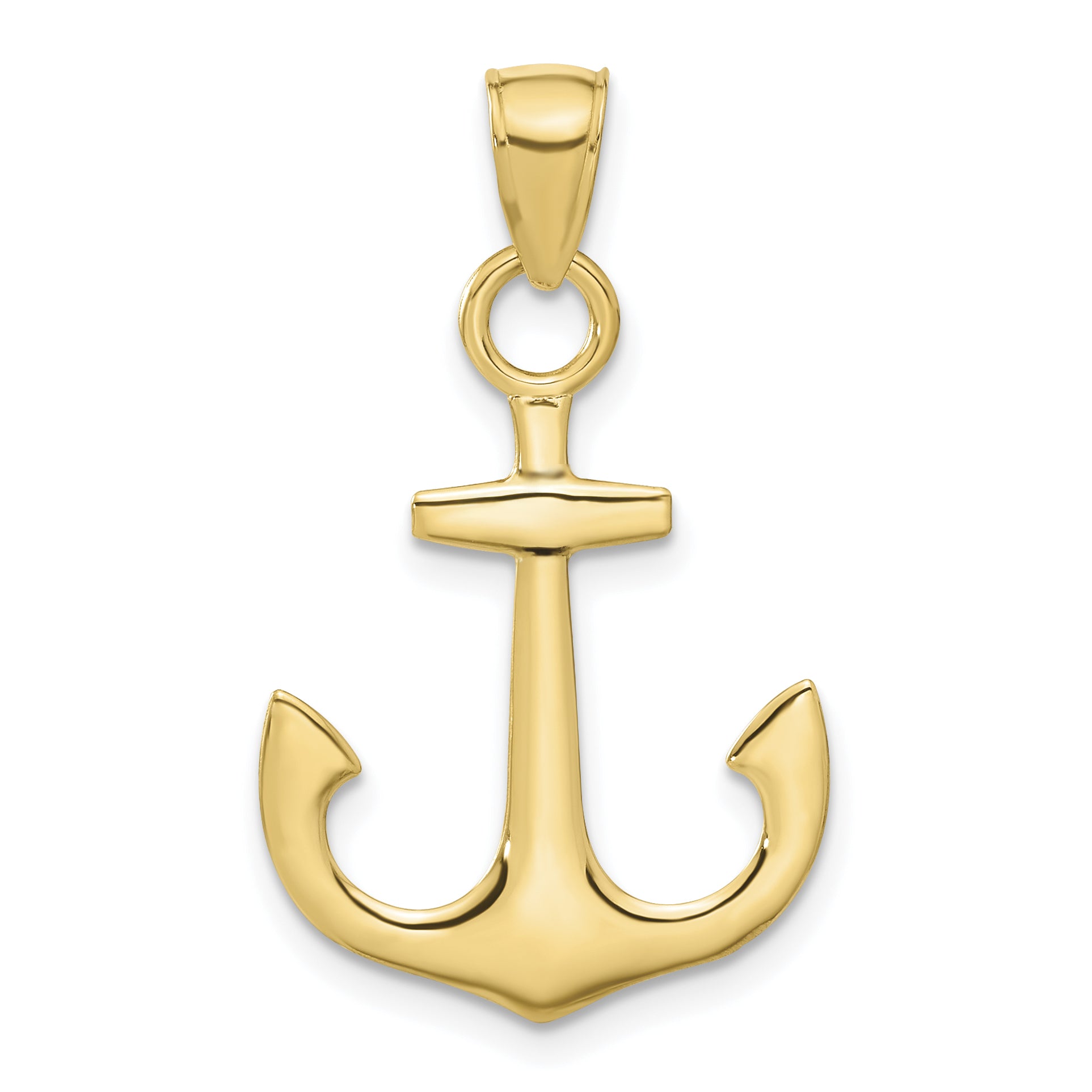 10K None 3-D Anchor Pendant - view 3