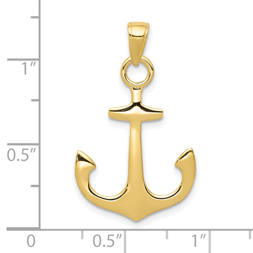 10K None 3-D Anchor Pendant - view 4