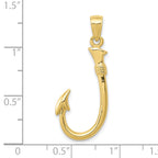 10K 3D Fish Hook Pendant