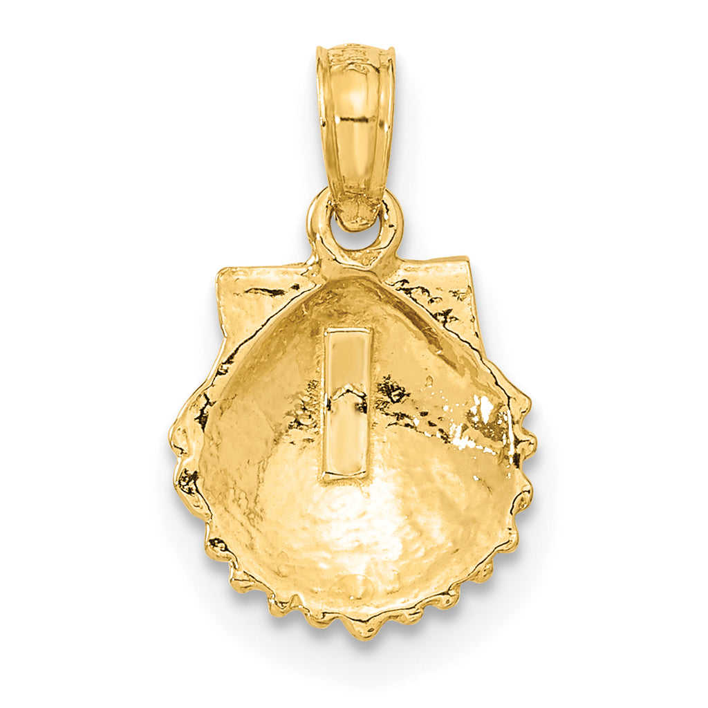 10K None Scallop Shell Pendant - view 3
