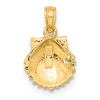 10K None Scallop Shell Pendant - view 3