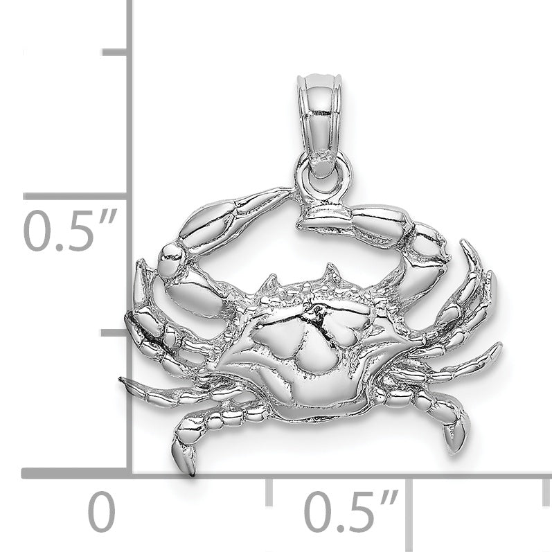 10K White Gold 2-D Blue Crab Charm Secondary image