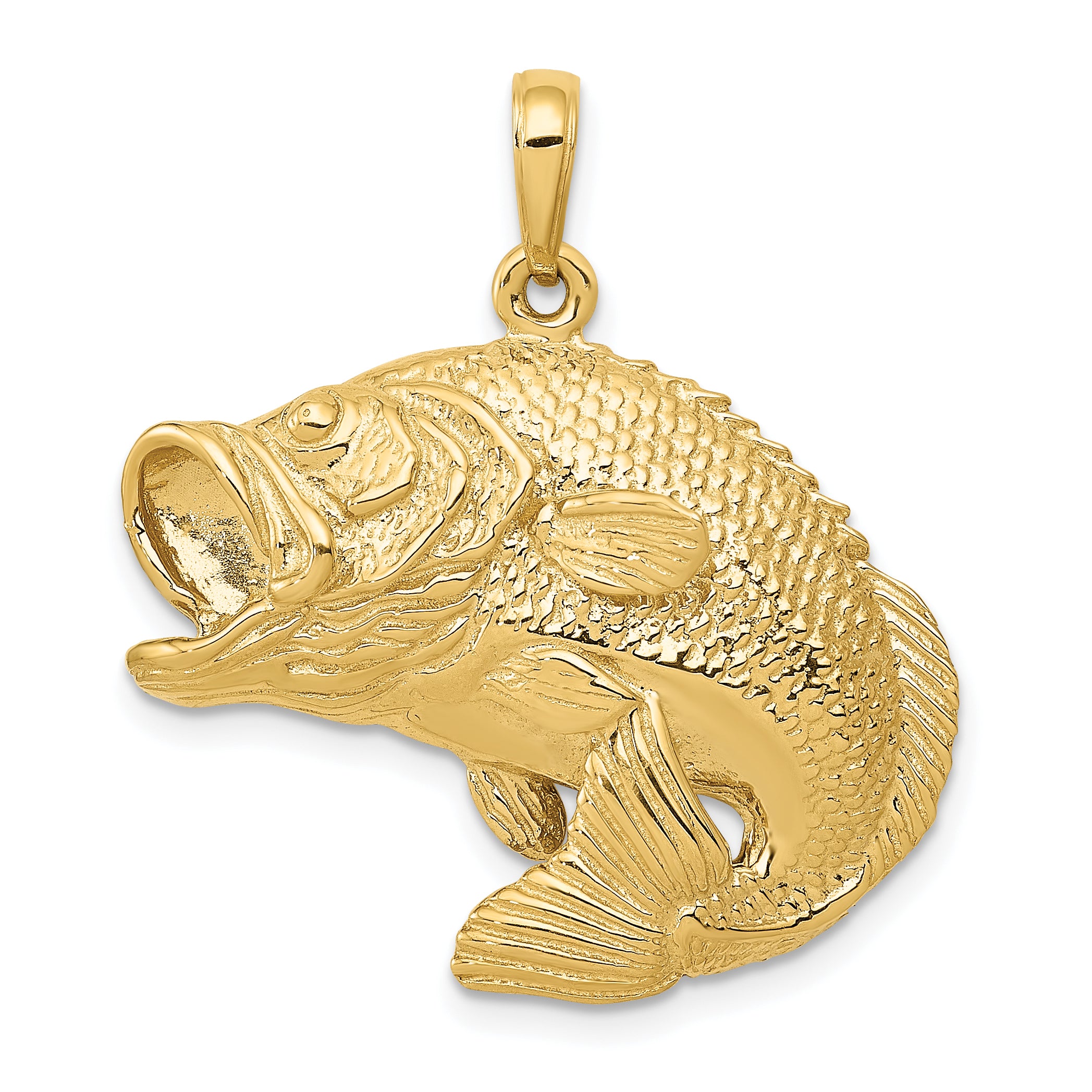 10k Bass Fish Jumping Pendant Main image