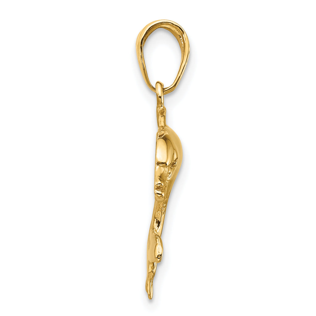 10K Dolphin Swimming Pendant