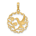10k Hummingbird in Round Frame Pendant