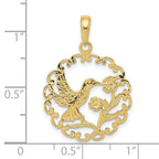 10k Hummingbird in Round Frame Pendant