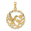 10k Hummingbird in Round Frame Pendant