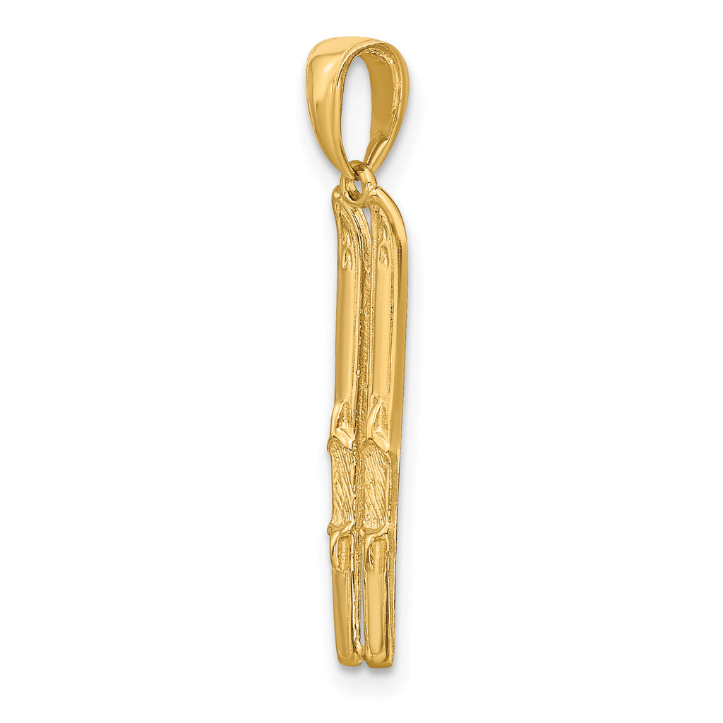 10k 3-D Snow Skis Pendant