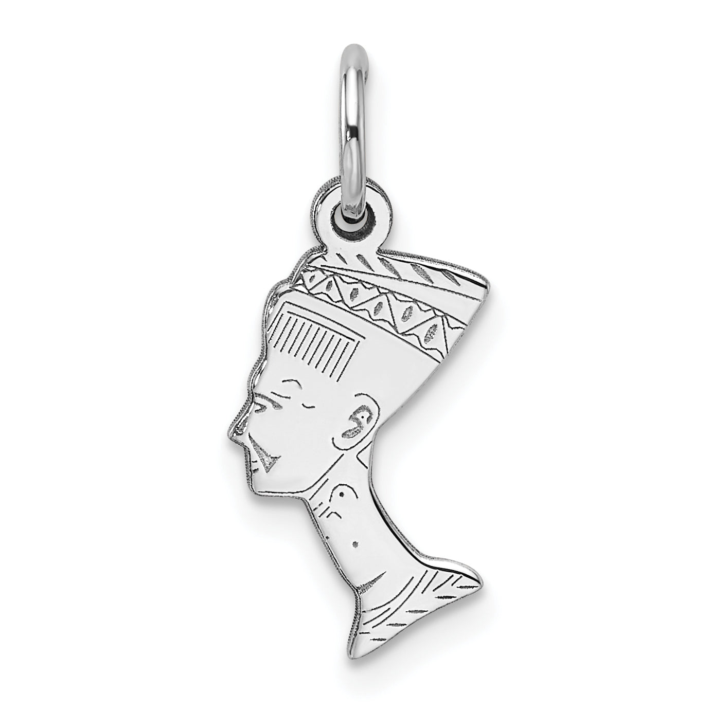 10k White Gold Solid Bust of Nefertiti Charm Main image