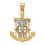 10k Two-tone Diamond-cut Mariner's Cross Pendant