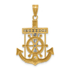 10k Two-tone Diamond-cut Mariner's Cross Pendant