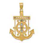 10k Two-tone Diamond-cut Mariner's Cross Pendant