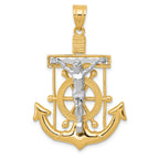 10k Two-tone Diamond-cut Mariner's Cross Pendant