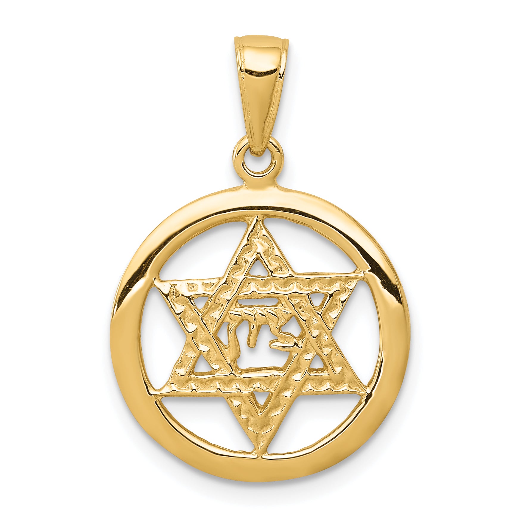 10k Jewish Chi in Star of David Pendant Main image