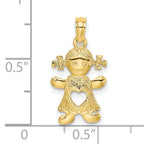 10k Playful Girl w/Cut Out Heart Charm