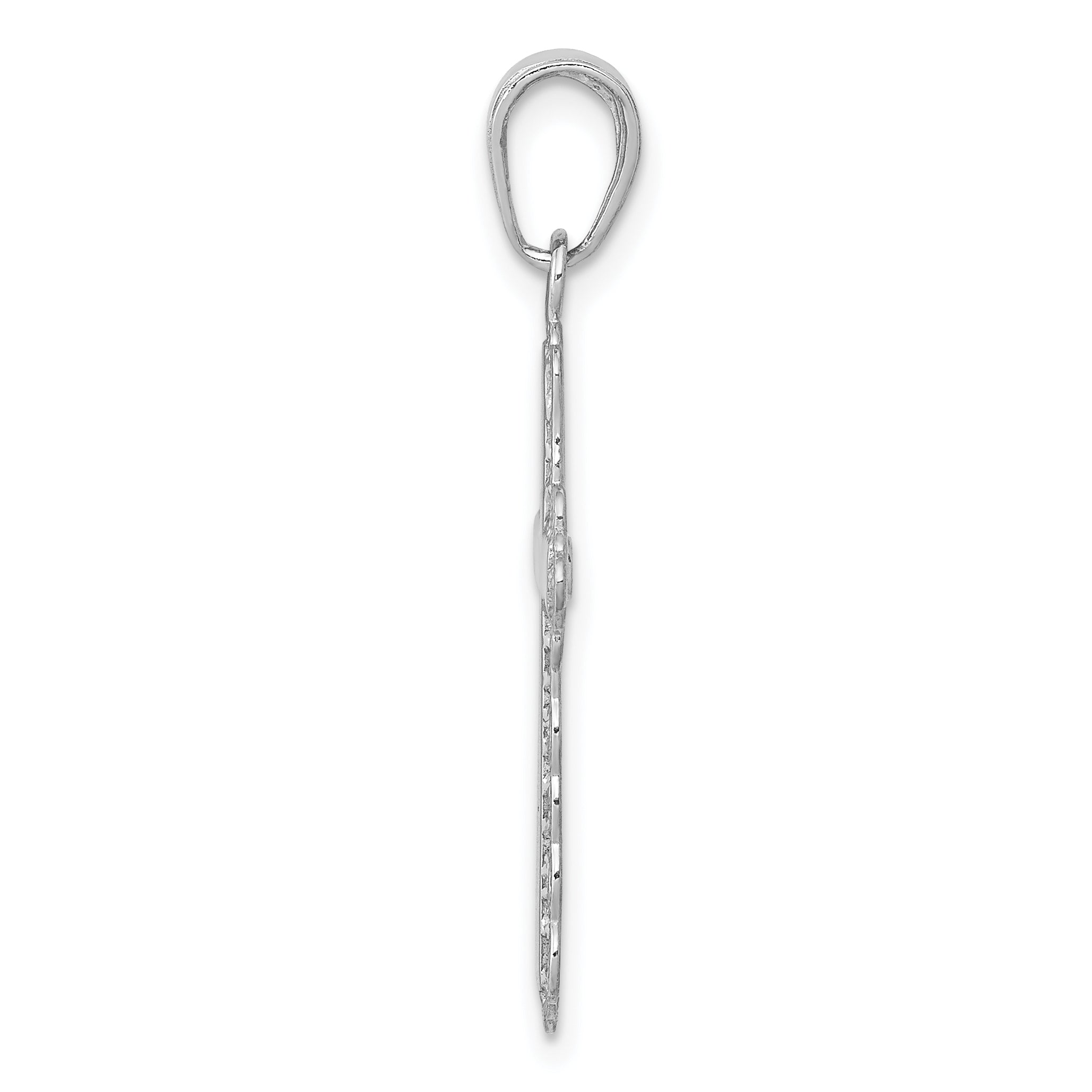 10K White Gold White Gold Lace Trim Cross Pendant Secondary image