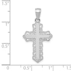 10K White Gold White Gold Lace Trim Cross Pendant - view 3