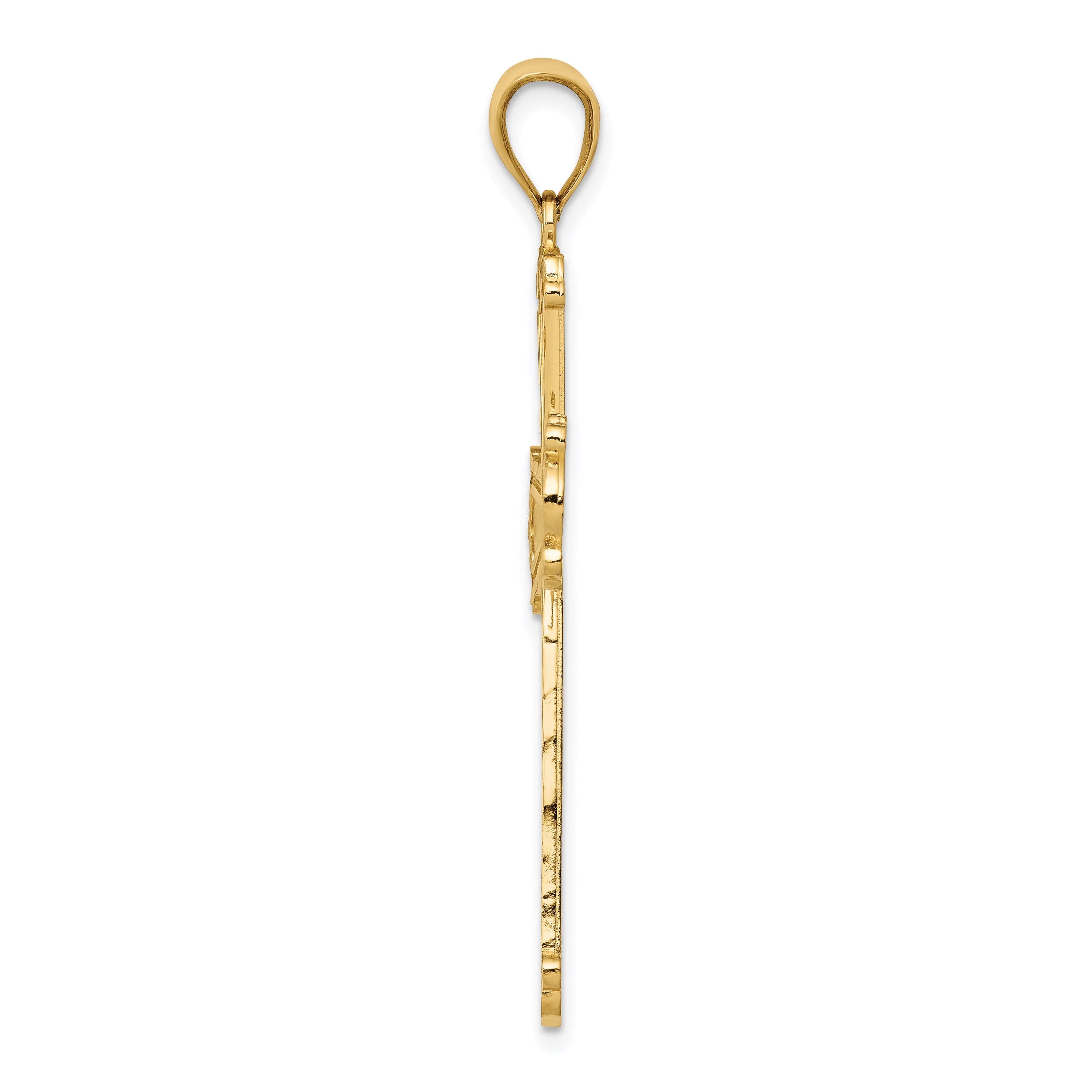 10K Diamond-cut Cross Pendant