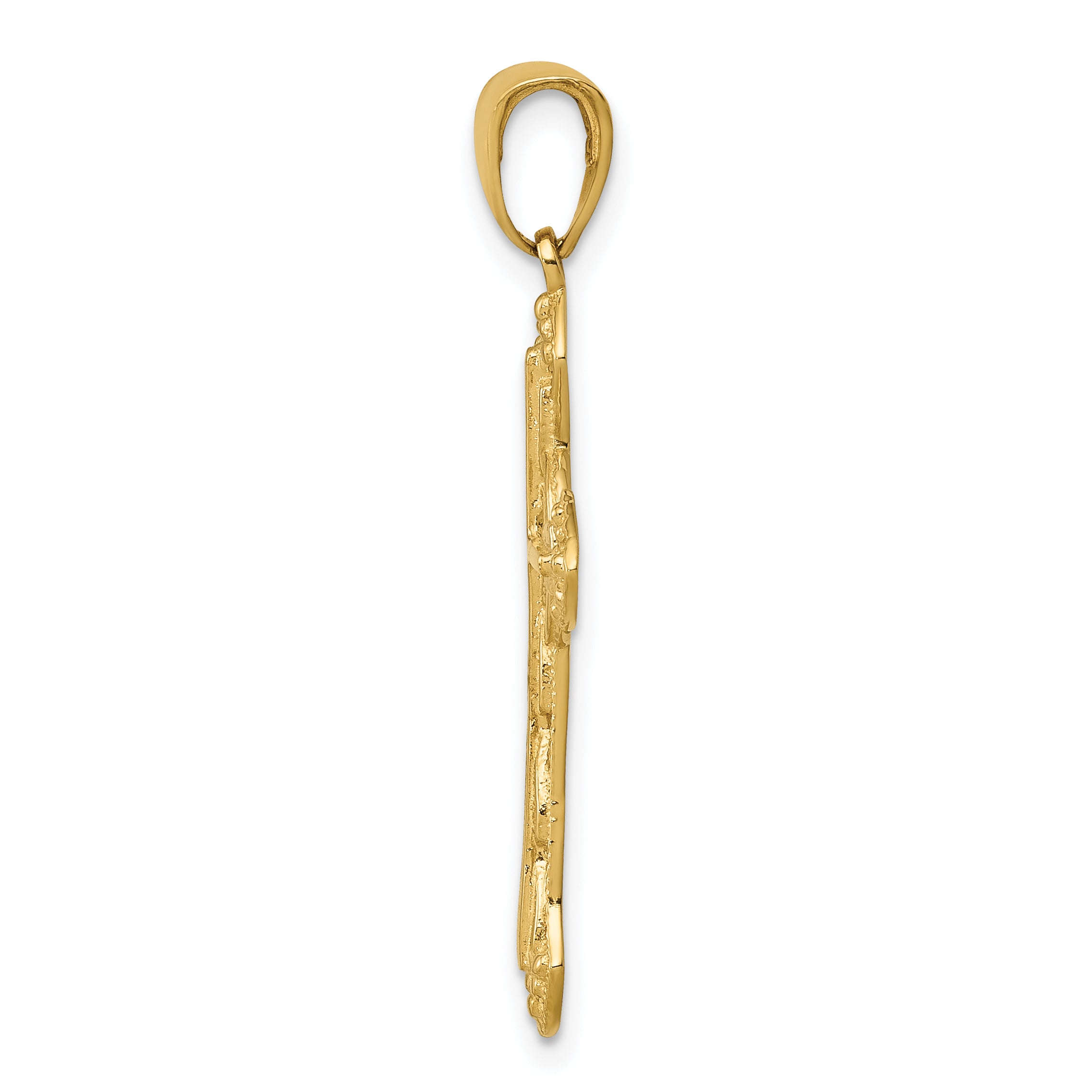 10K Stick Cross on Ornate Cross Pendant Secondary image