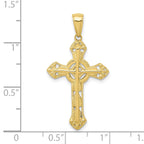 10K Stick Cross on Ornate Cross Pendant
