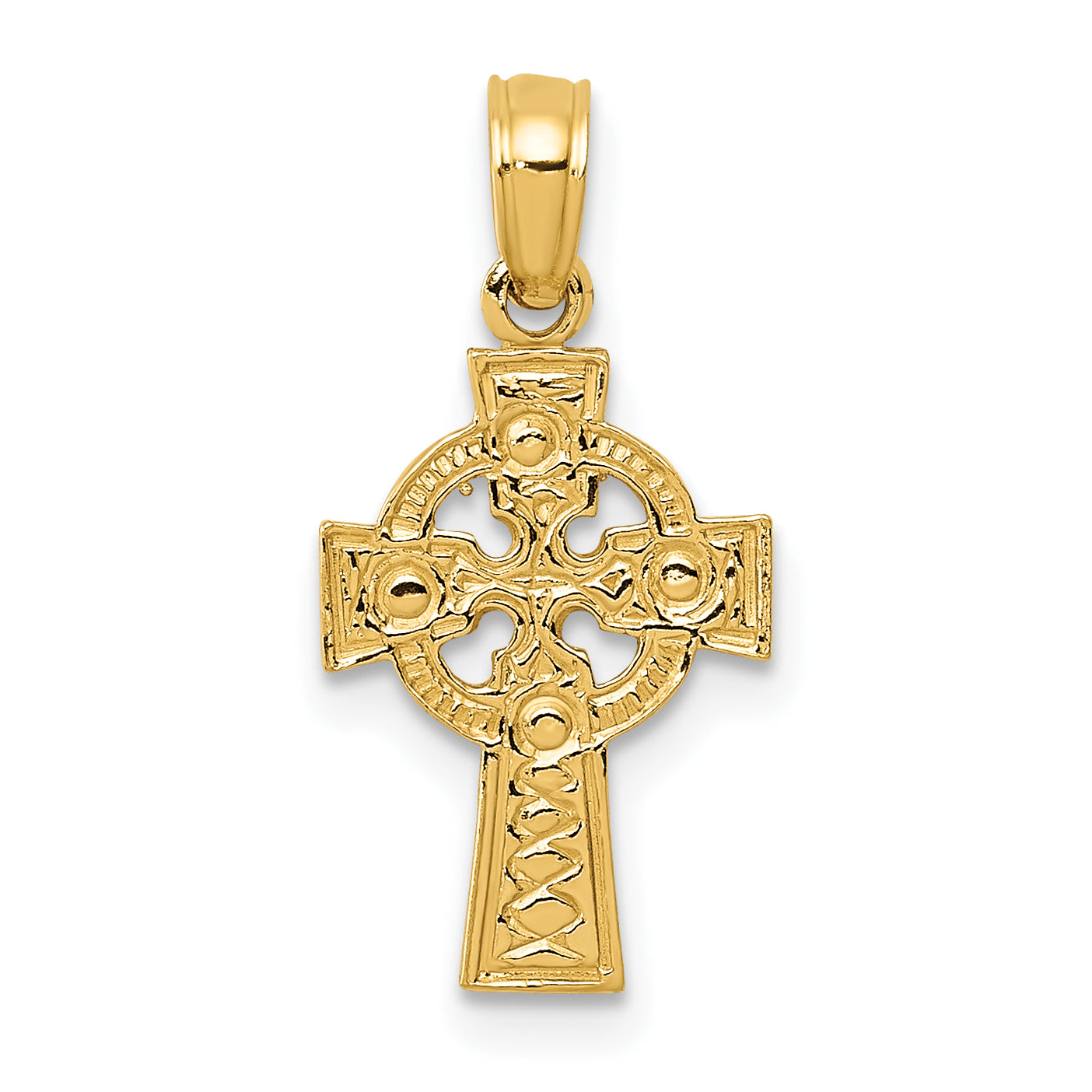 10K None Celtic Cross w/Eternity Circle Pendant