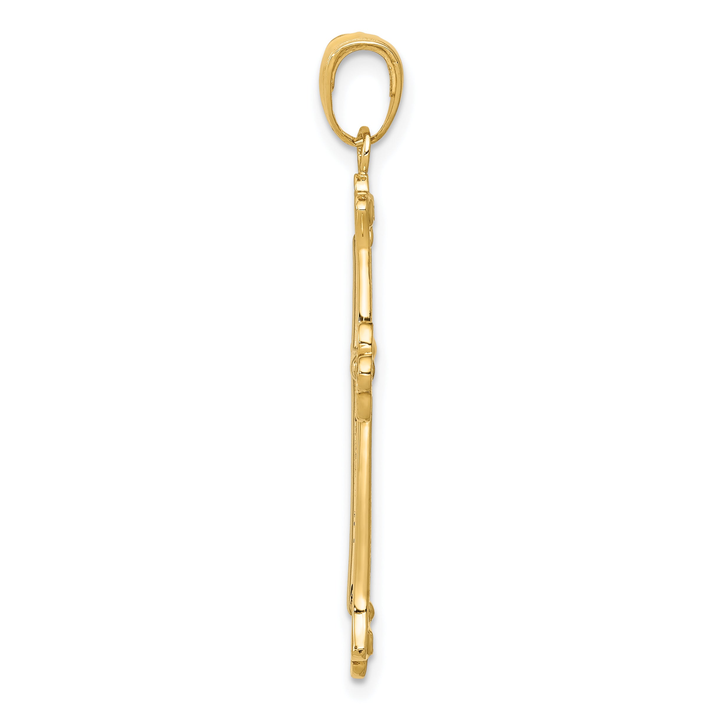 10K Two-tone Cross in Budded Yellow Cross Frame Pendant