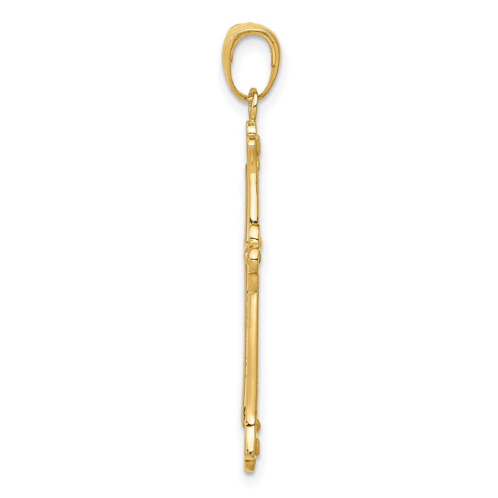 10K Two-tone Cross in Budded Yellow Cross Frame Pendant