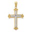 10K Two-tone Cross in Budded Yellow Cross Frame Pendant