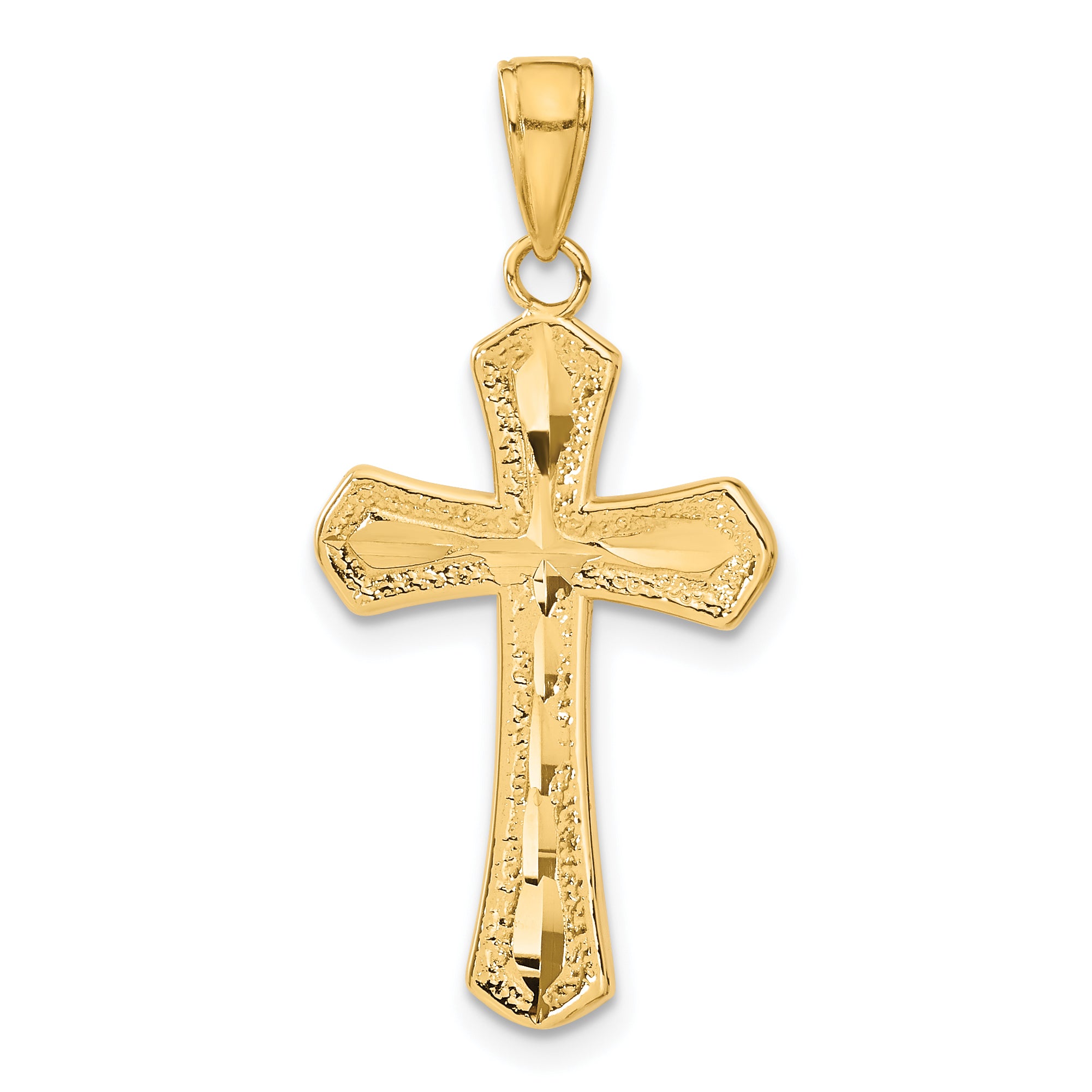 10K Diamond-cut Beveled Edges Cross Pendant Main image