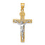 10K Two-tone D/C Large Block Lattice Cross w/Crucifix Pendant