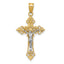 10K Two-tone Medium Lacey-edged INRI Crucifix Pendant
